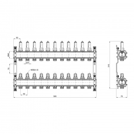 Колектор з витратомірами SD Plus 1" 11 виходів SD00411