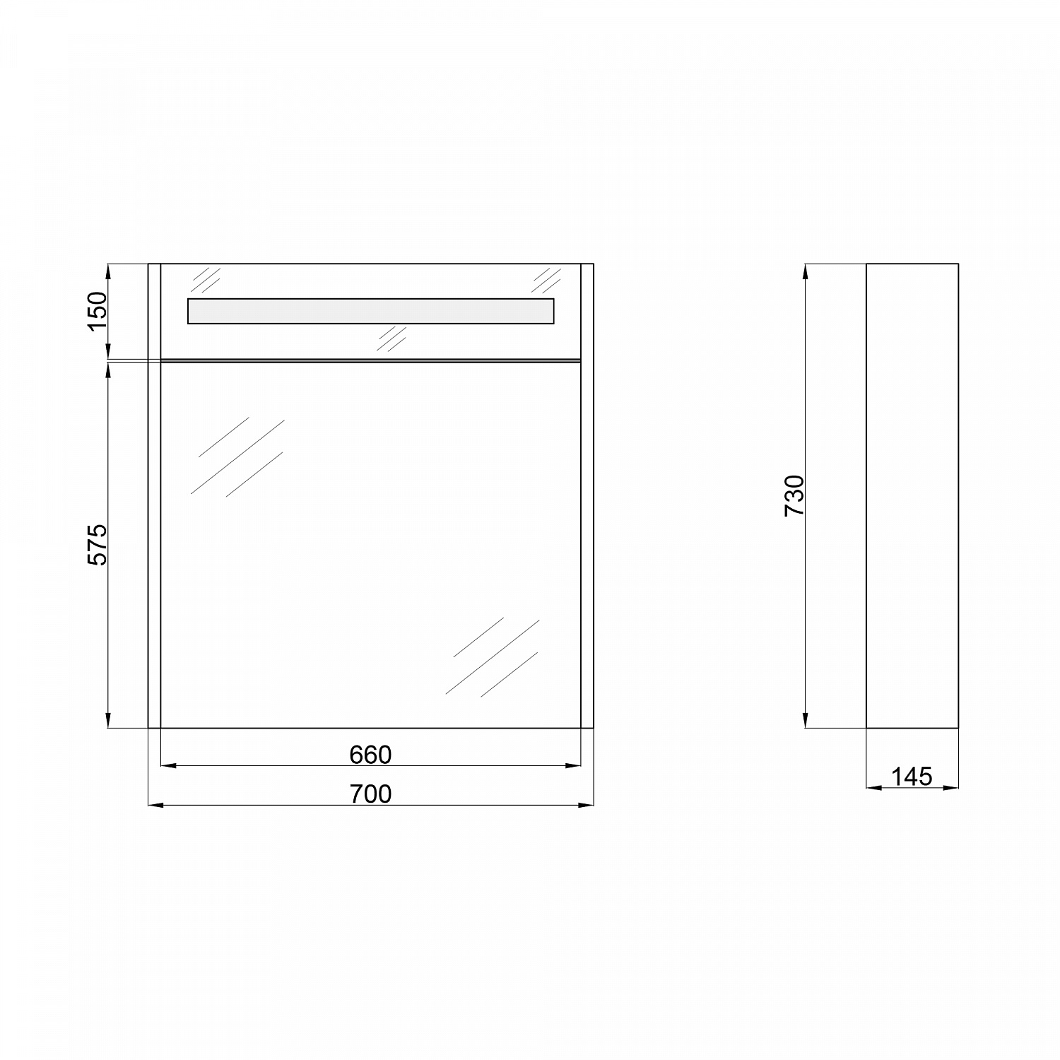 Дзеркальна шафа підвісна Qtap Robin 700х730х145 White з LED-підсвічуванням QT1377ZP7001W