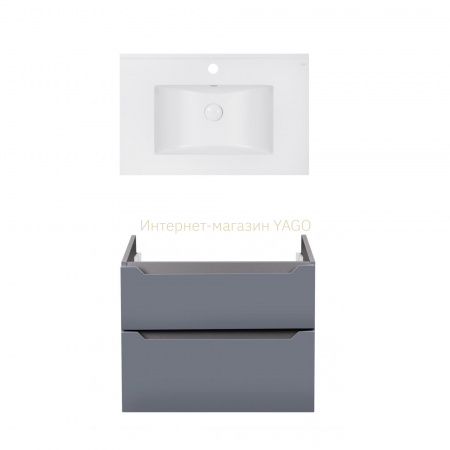 Комплект Qtap тумба підвісна Scorpio 800х585х460 мм Graphite + раковина урізна Albatross E QT71SC43989