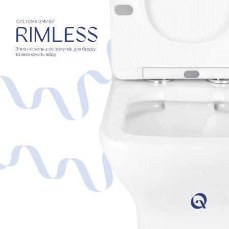 Унітаз підлоговий Qtap Aries Rimless безобідковий з сидінням Soft-close WHITE QT03228302W