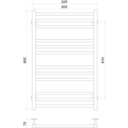 Рушникосушарка UNIO MS W 800-500-12 BLK Модена вода чорна в інтернет-магазині Yago