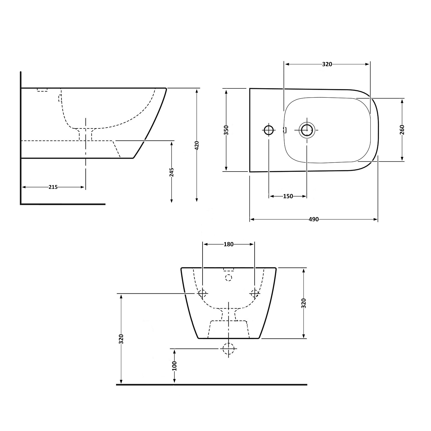 Біде підвісне Qtap Tern 520x350x330 White QT17551303GW