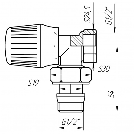 Кран радіаторний кутовий Q PROFESSIONAL  1/2″ NV-QP5005 вентильний з ущільнювачем в інтернет-магазині Yago