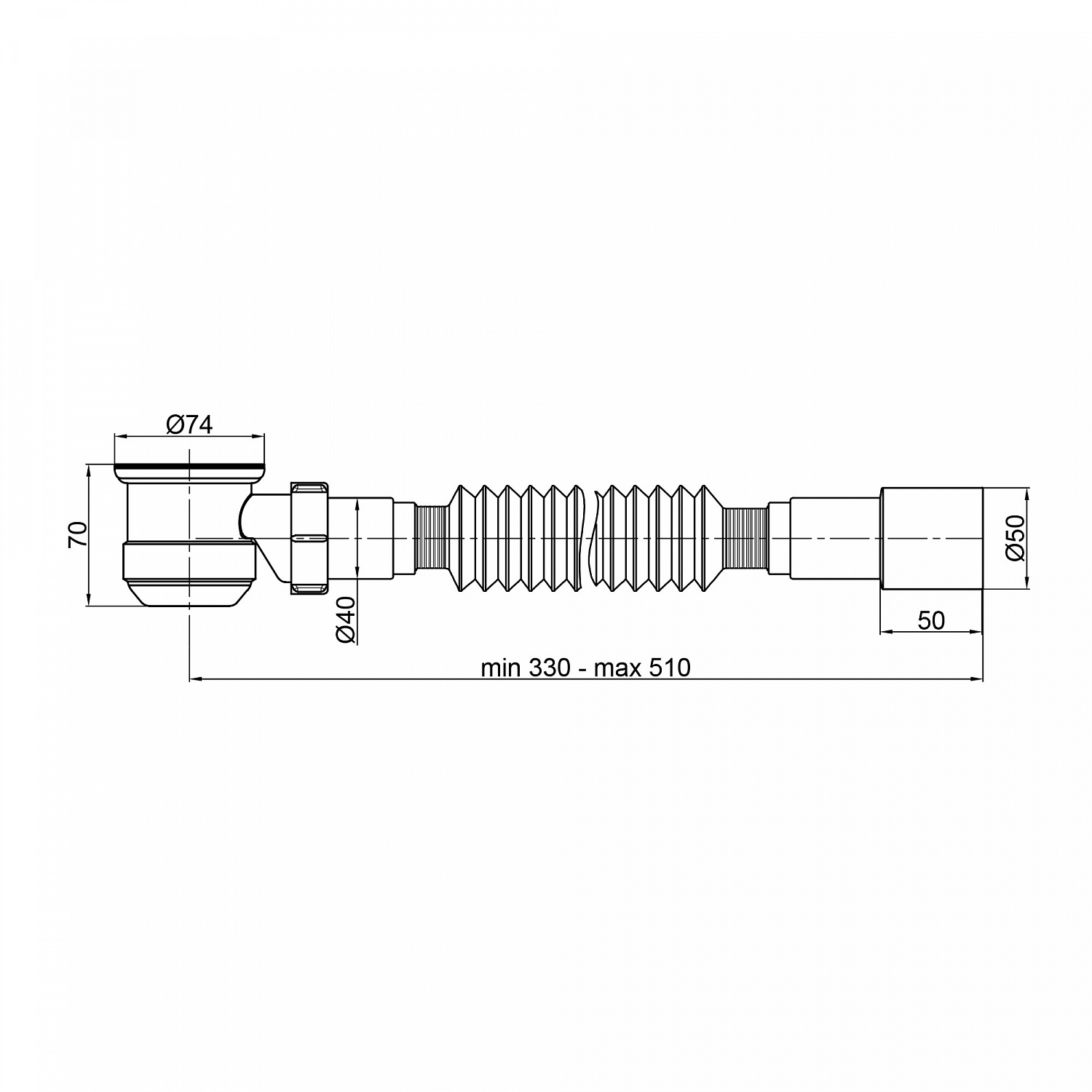 Сифон для душового піддона Lidz (WHI) 60 04 P002 01 (вихід 40/50 мм)