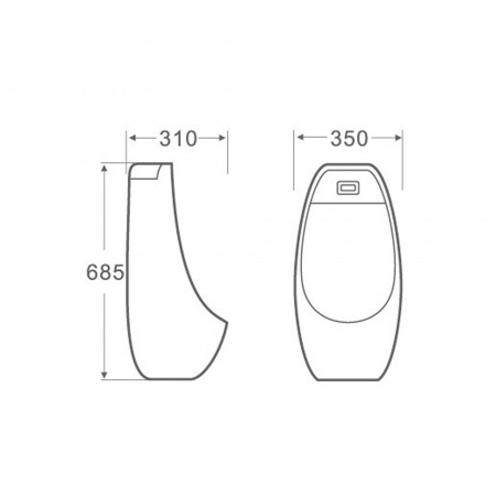 Писсуар подвесной Qtap Stork с ИК-датчиком автоматического смыва 350х310х685 White QT1588102HW