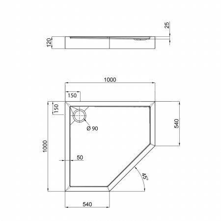 Душовий піддон Qtap Diamond 301112 100x100x12 см + сифон
