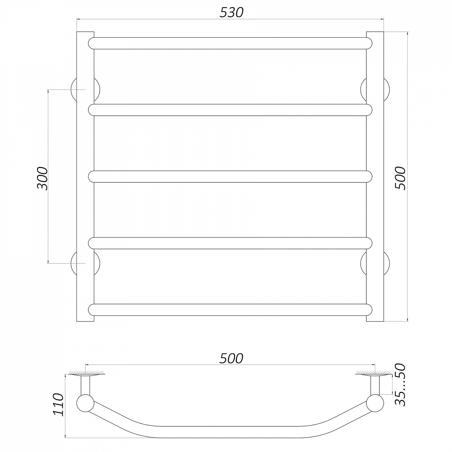Рушникосушарка UNIO LT W 500-500-5 Драбинка Трапеція вода в інтернет-магазині Yago