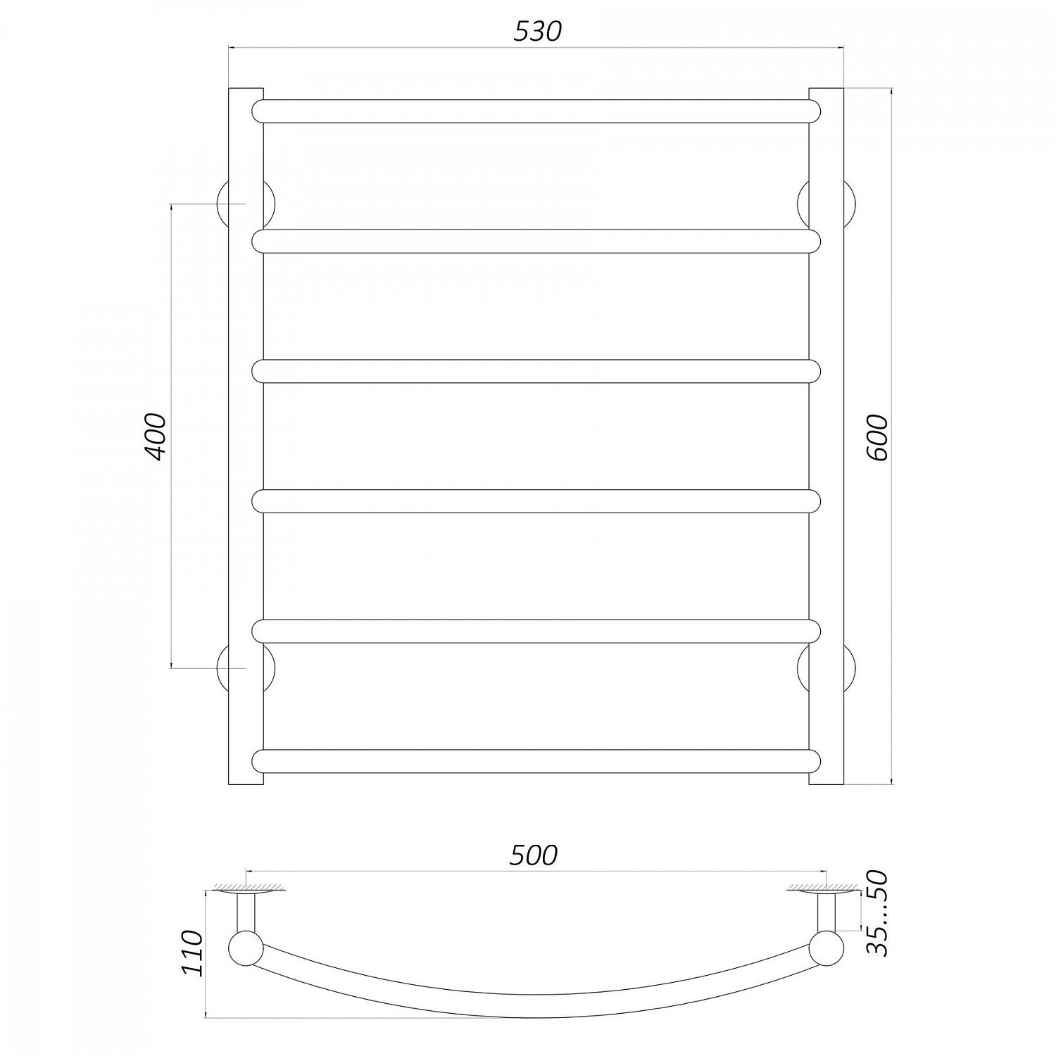 Рушникосушарка UNIO LD W 600-500-6 Драбинка Дуга вода в інтернет-магазині Yago