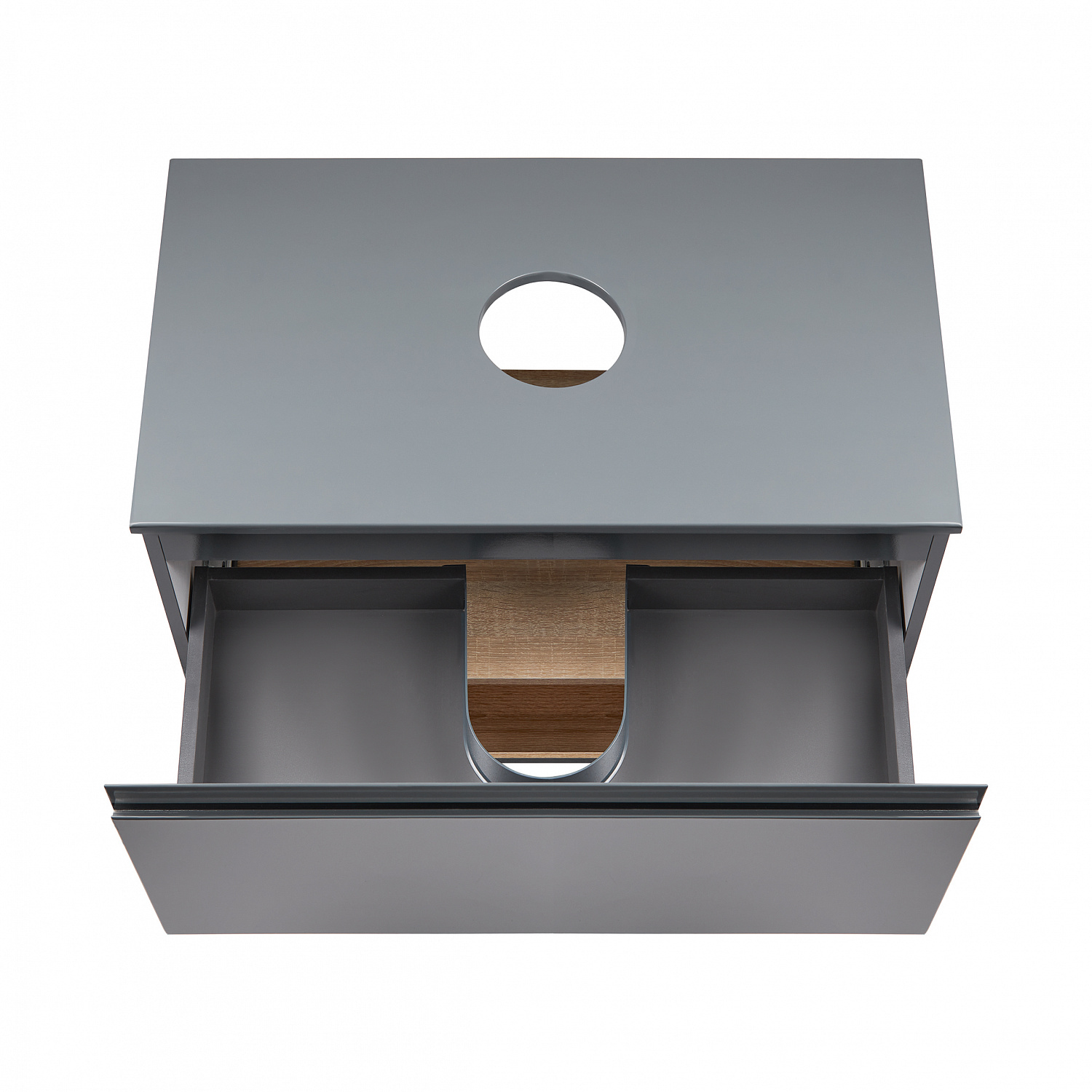 Тумба підвісна Qtap Robin 800х476х470 Graphite/Whitish oak зі стільницею QT1379TPН8002GWO