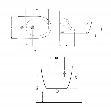 Біде підвісне Qtap Scorpio 515x360x345 Matt black QT1455053FMB