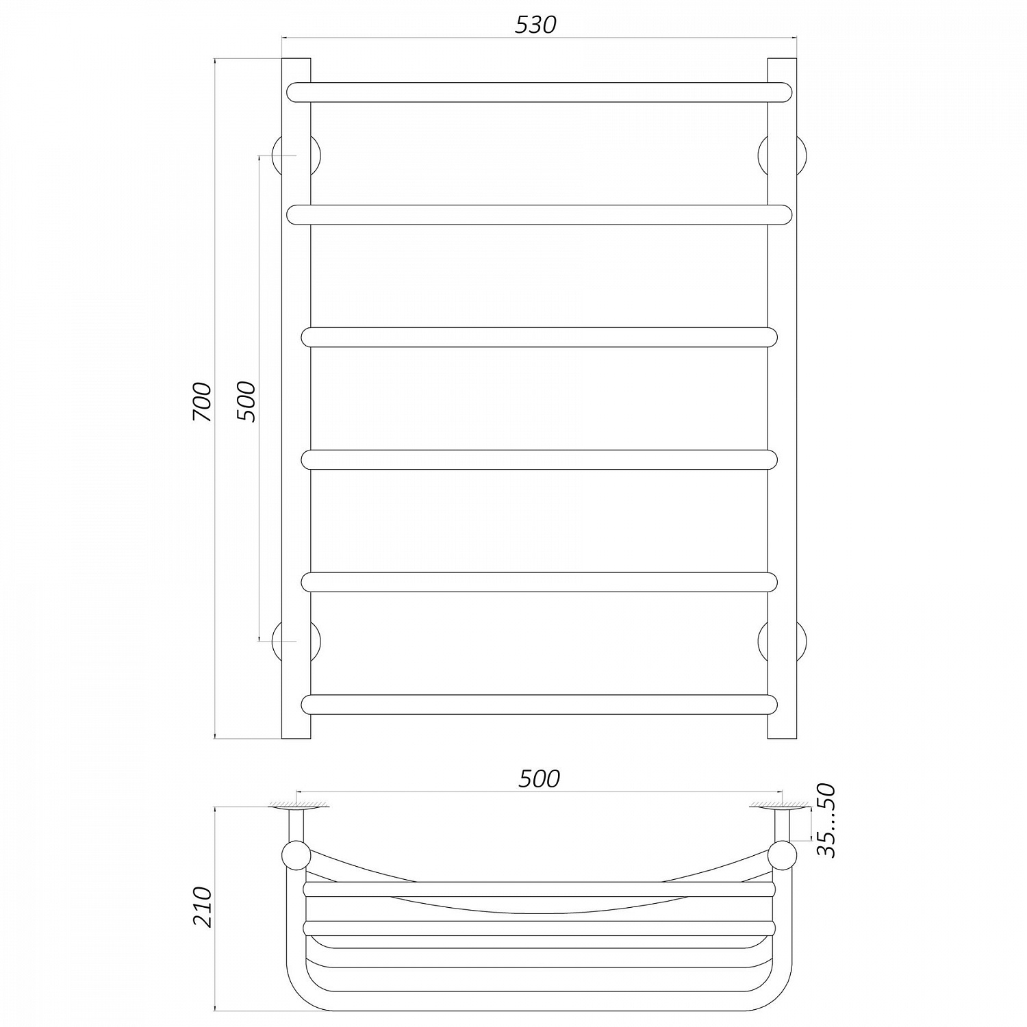 Рушникосушарка UNIO Op ER 700-500-6 Олівія з полицею електро в інтернет-магазині Yago