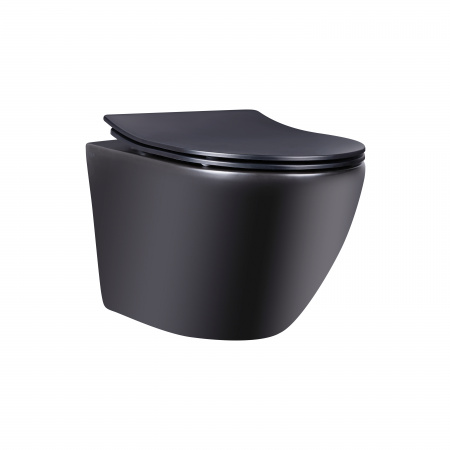 Qtap Robin унітаз підвісний Rimless (без сидіння) 490x370x360mm MATT BLACK