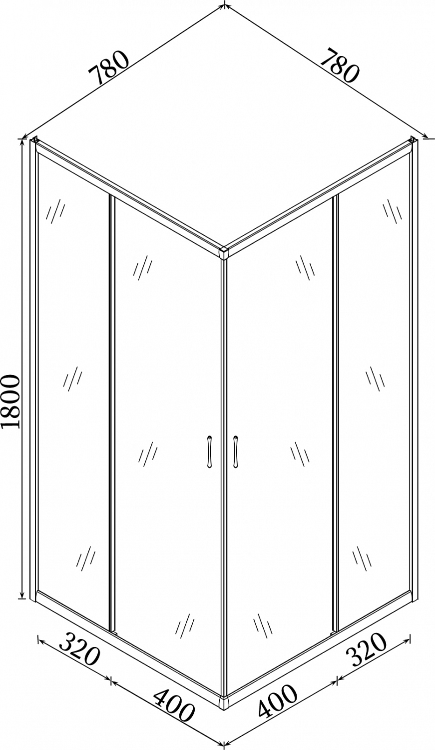Душова кабіна BRAVO ODRA N80 БЕЗ піддона (1уп.)
