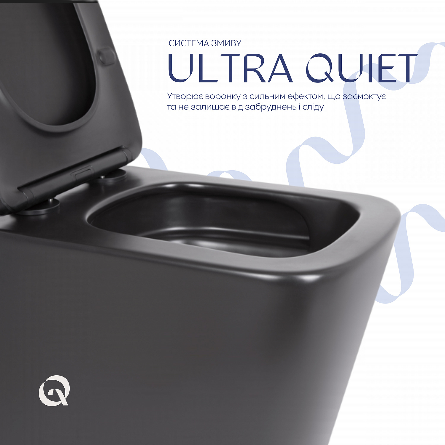 Унітаз підвісний Qtap Tern New Ultra Quiet безобідковий з сидінням Soft-close MATT BLACK QT17332303ASMB