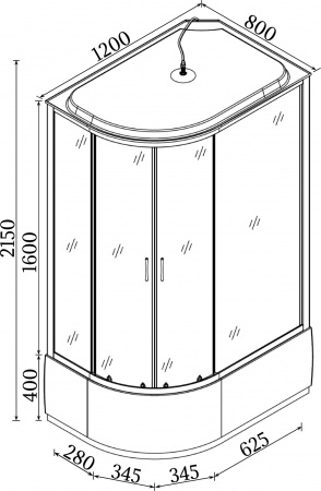 Душовий бокс BRAVO OBRA H120BL (3уп.)