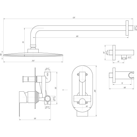 Змішувач для душу вбудований TOPAZ SARDINIA TSG 08205-G-H20