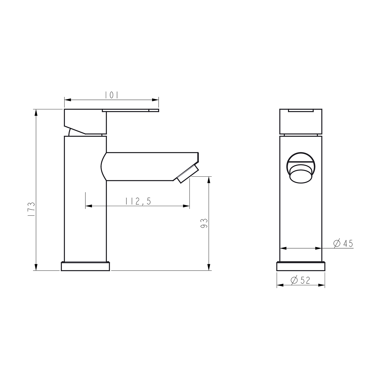 Змішувач для раковини Brinex Pure 001F низький  Nickel BRIPUR001FNKL
