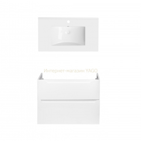 Комплект Qtap тумба підвісна Scorpio 800х585х460 мм White + раковина урізна Albatross QT71SC43972