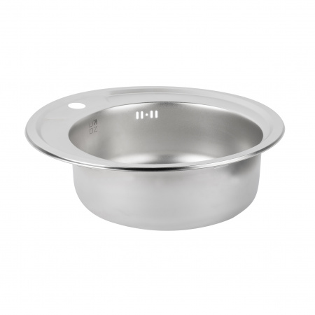 Кругла кухонна мийка з сифоном Lidz 490-A 0,6 мм Satin (LIDZ490A06SAT160)