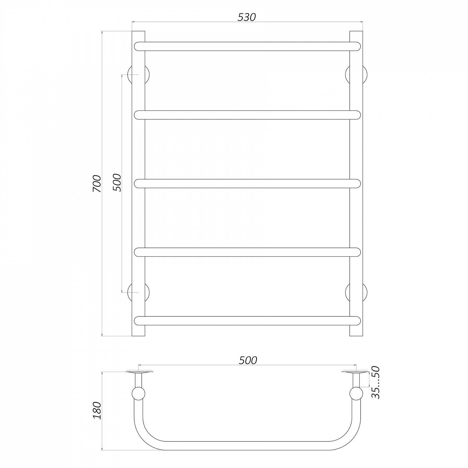 Рушникосушарка UNIO LS ER 700-500-5 Драбинка Скоба електро в інтернет-магазині Yago