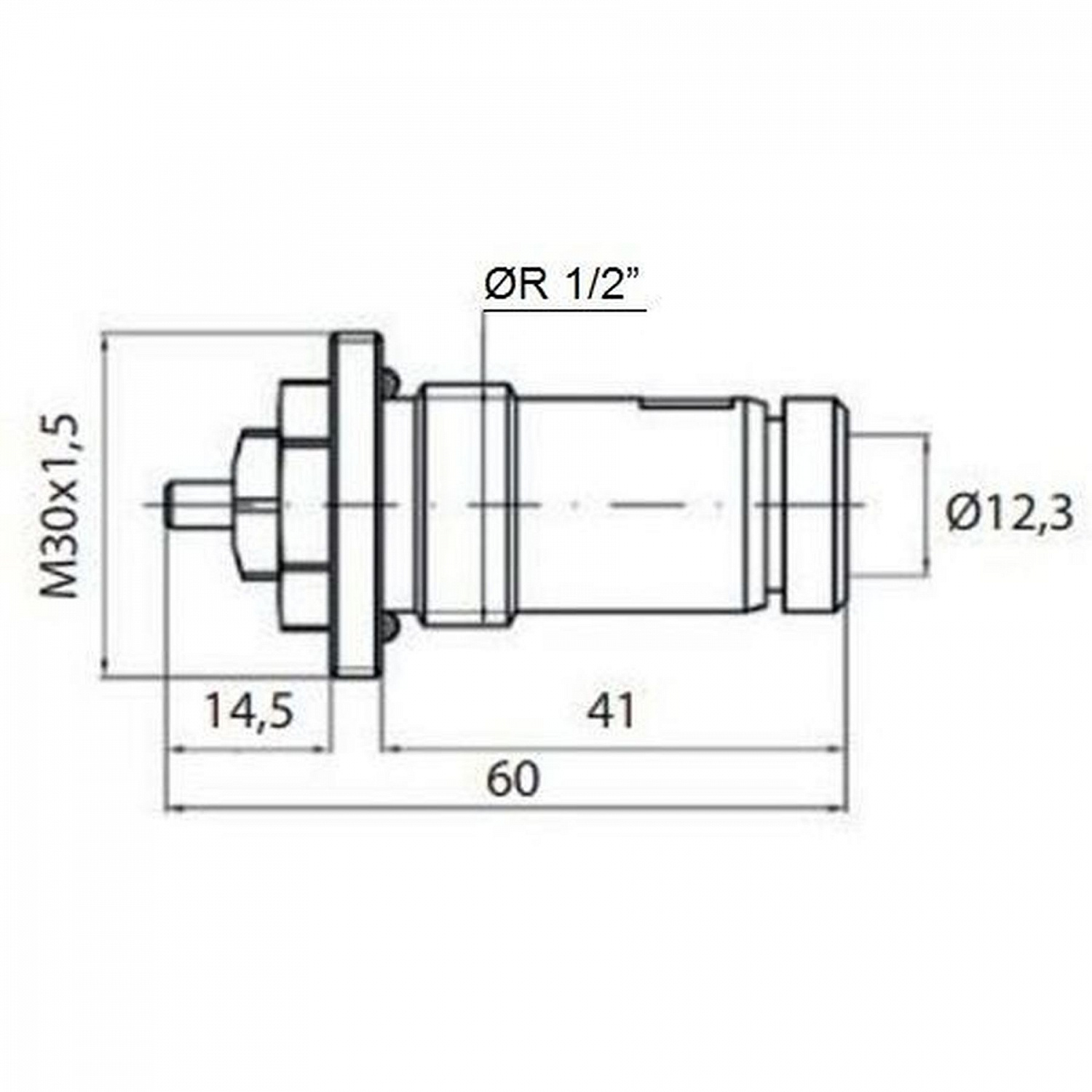 Клапан OUTER під термоголовку М30x1,5 панельного радіатора  PROFESSIONAL  NV-QP 5200 1/2″ЗР (на трубу) в інтернет-магазині Yago