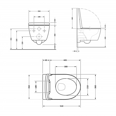 Унітаз підвісний Qtap Scorpio безободковий Ultra Quiet з сидінням Soft-close QT14332380AW