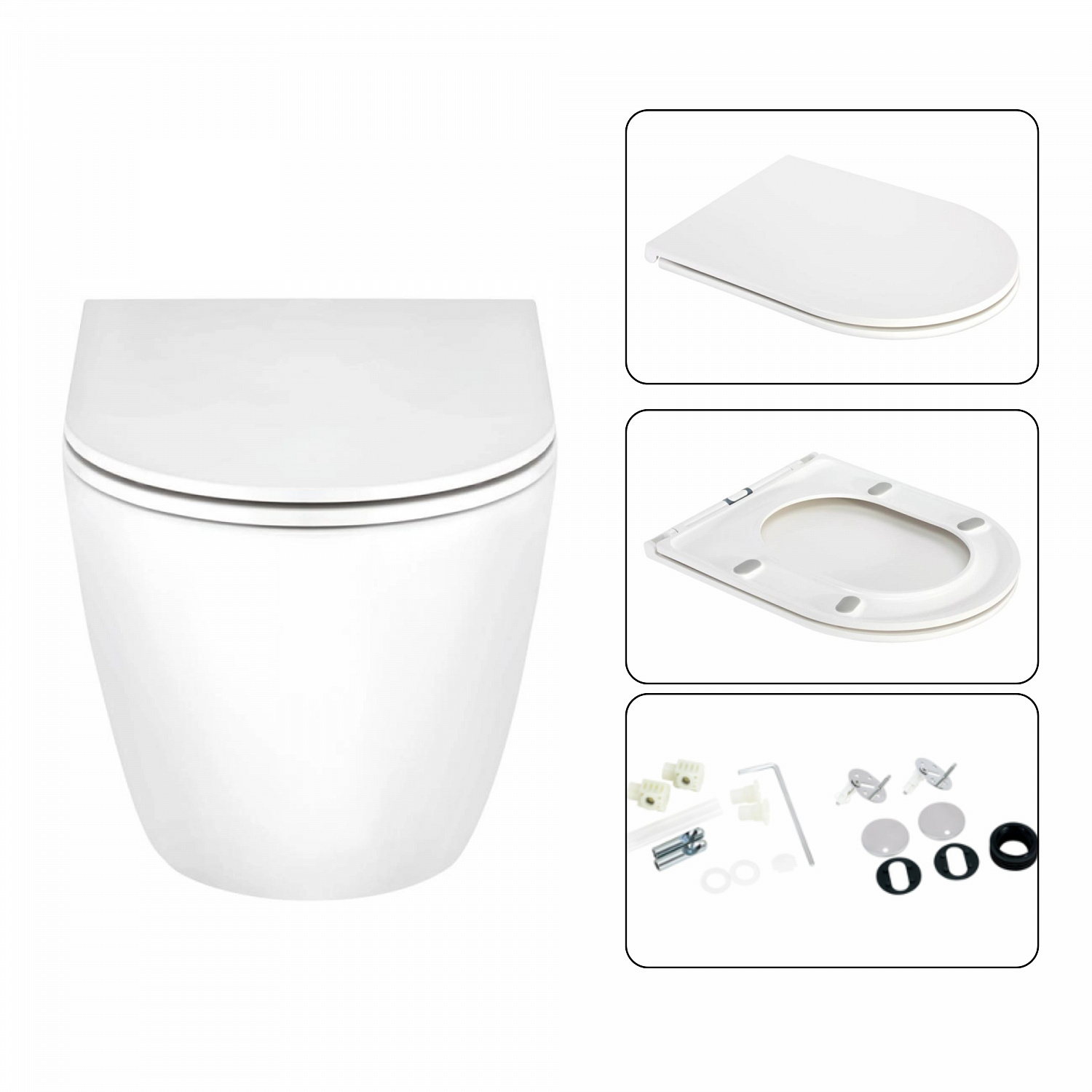 Готове рішення Qtap для ванної кімнати: підвісний унітаз Scorpio Ultra Quiet + комплект інсталяції Nest 4 в 1 (квадратна клавіша Satin)