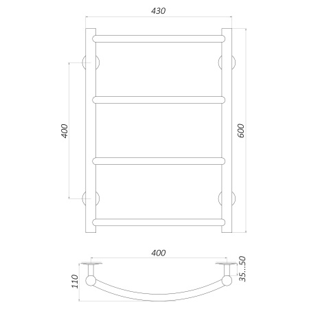 Рушникосушарка UNIO LD W 600-400-4 Драбинка Дуга вода в інтернет-магазині Yago