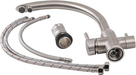 Змішувач кухоний Lidz Aria 020F2 з підключенням для питної води (k35) Nickel