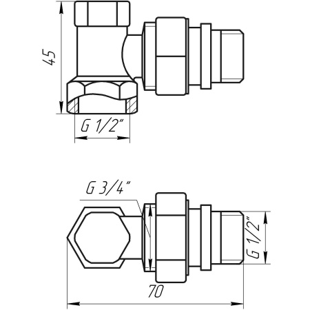 Кран радіаторний кутовий SOLOMON 1/2″ з гумовим ущільнювачем 160405 під ключ в інтернет-магазині Yago