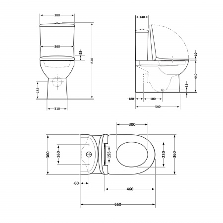 Унітаз підлоговий Qtap Robin New Ultra Quiet безобідковий з сидінням Soft-close WHITE QT13226083AW