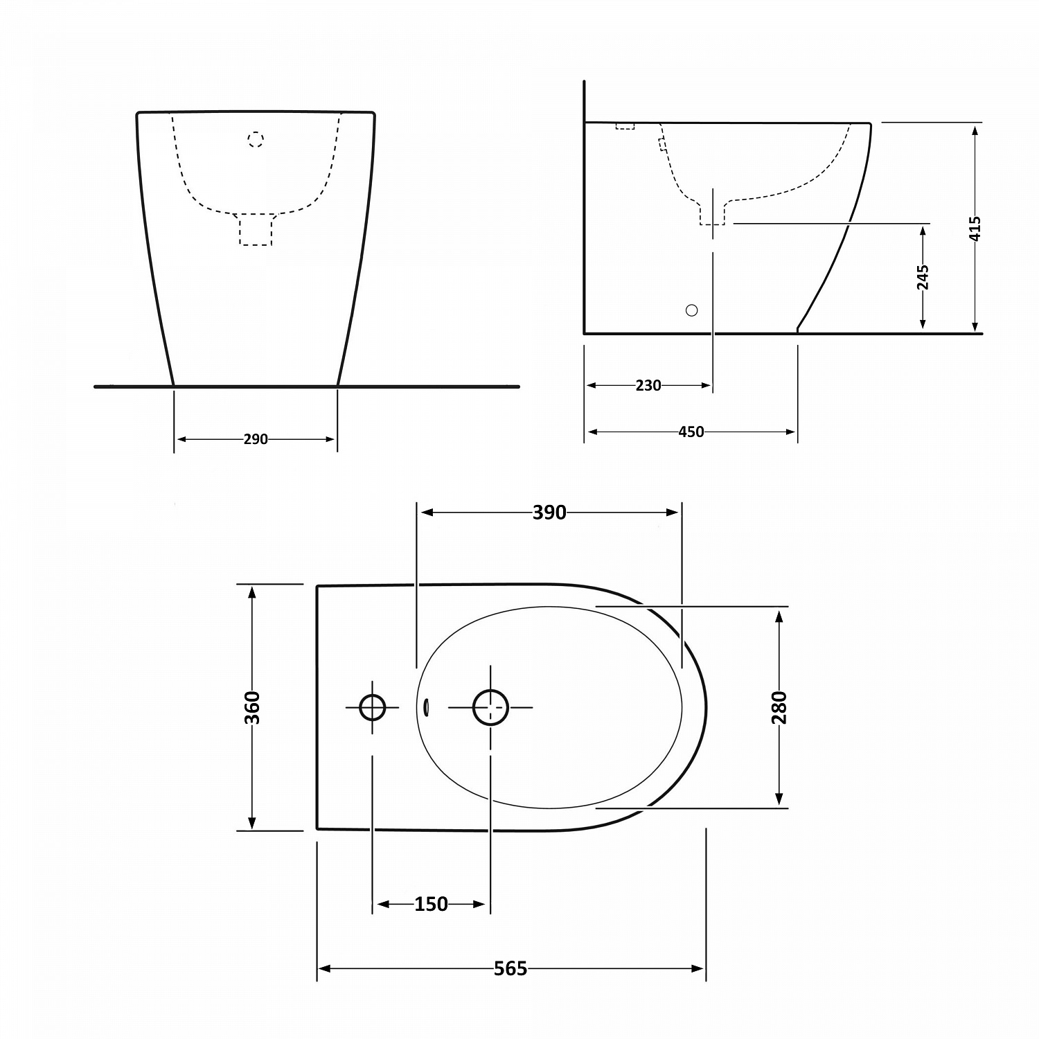 Біде підлогове Qtap Scorpio 565x355x410 White QT14441380W