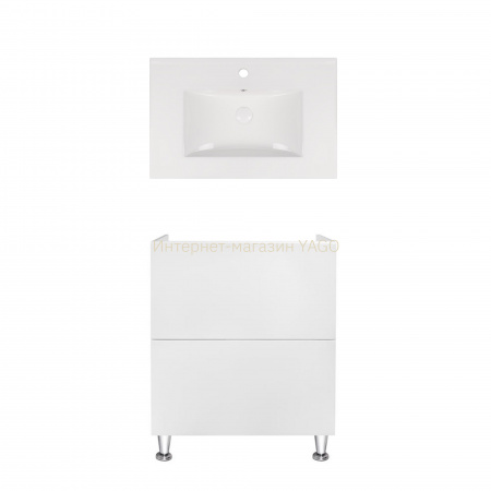 Комплект Qtap тумба підлогова Tern 700х725х437 мм White + раковина урізна Albatross New QT71TE44091