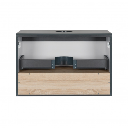 Тумба підвісна Qtap Robin 800х476х470 Graphite/Whitish oak зі стільницею QT1379TPН8002GWO