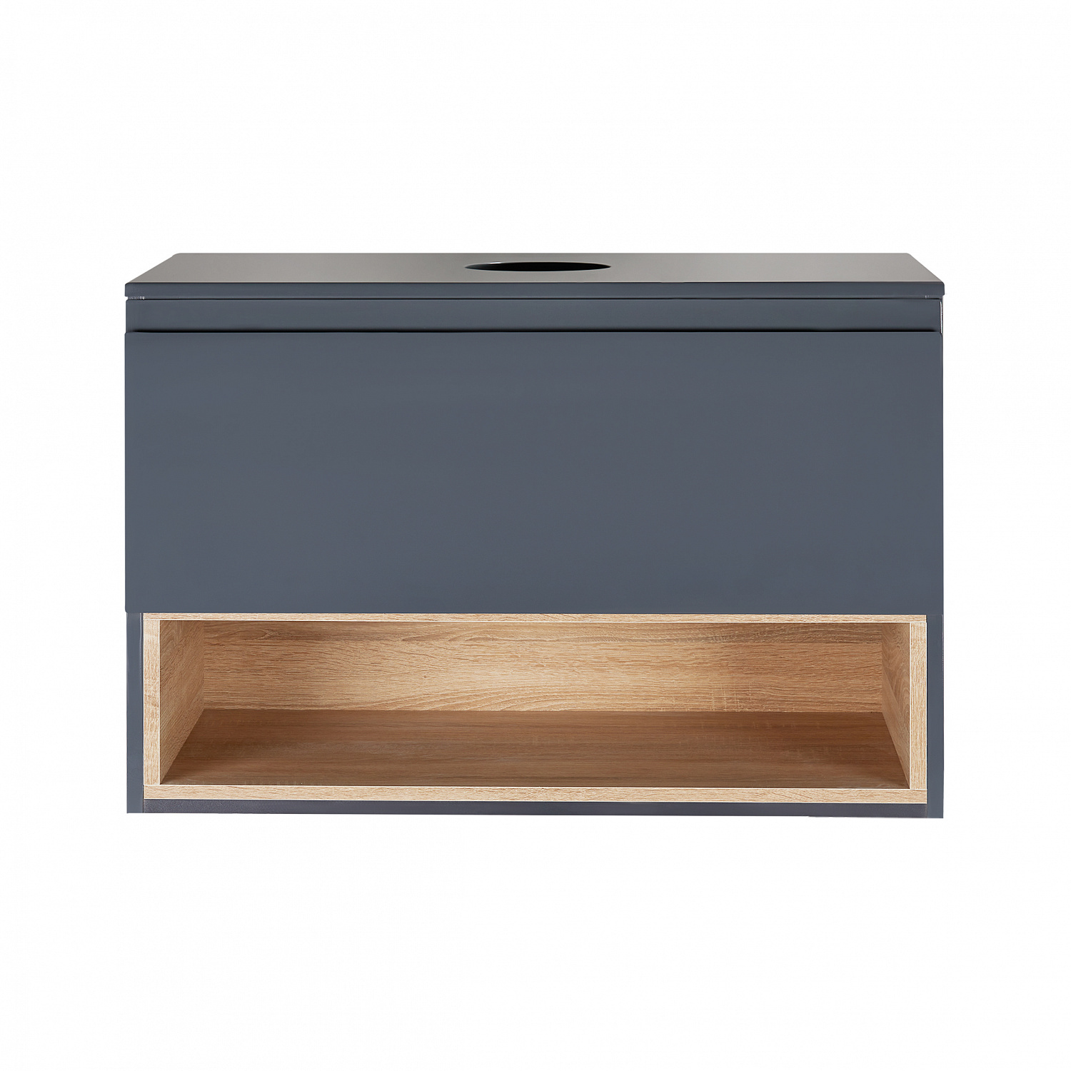 Тумба підвісна Qtap Robin 800х476х470 Graphite/Whitish oak зі стільницею QT1379TPН8002GWO