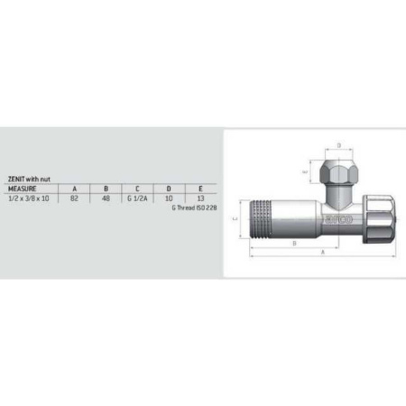 Кран вентильный кутовий ARCO 1/2″х 3/4(+3/8″) ZENIT Z0915 REGULA в інтернет-магазині Yago