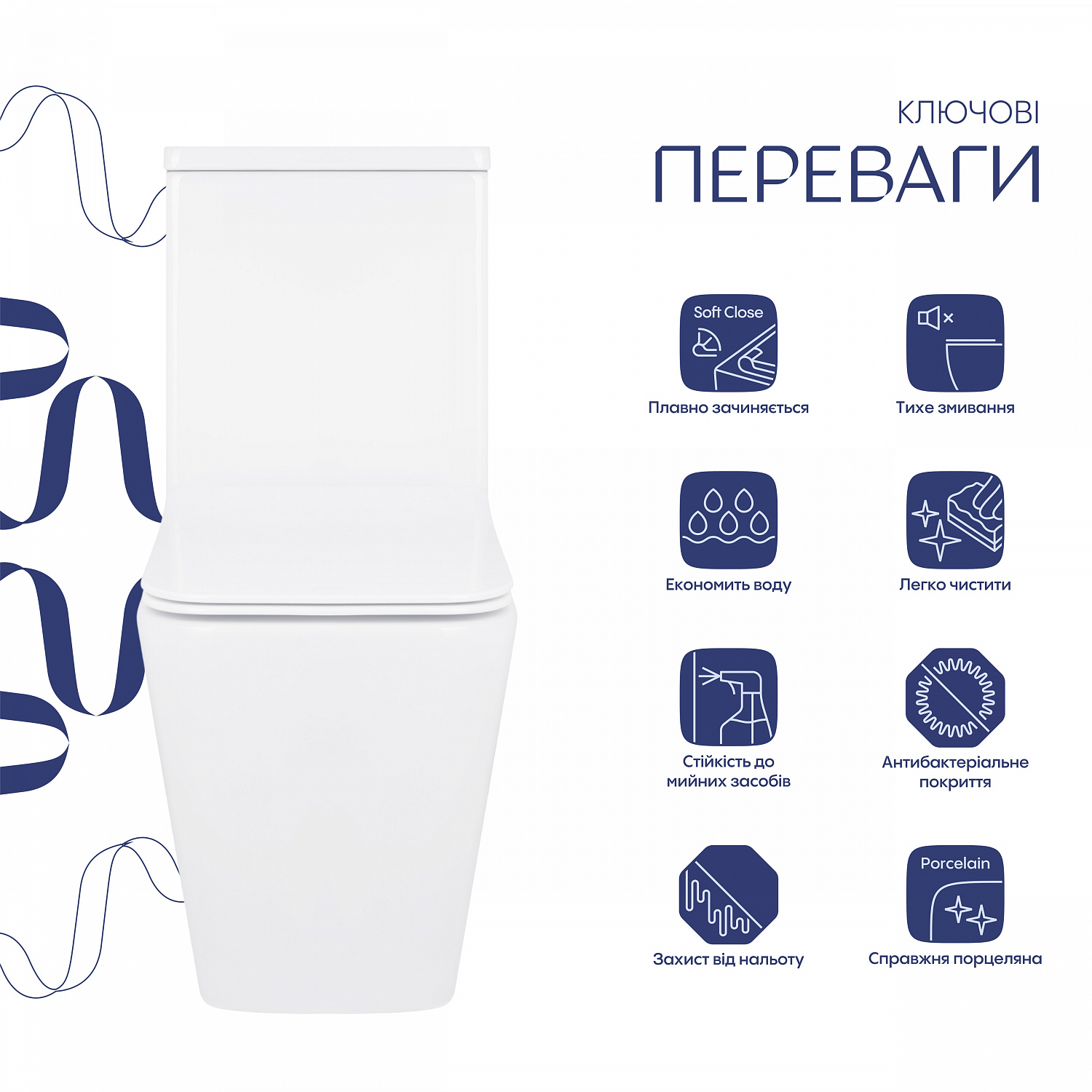 Унітаз-компакт Qtap Crow безобідковий з сідінням Soft-close QT05222170W