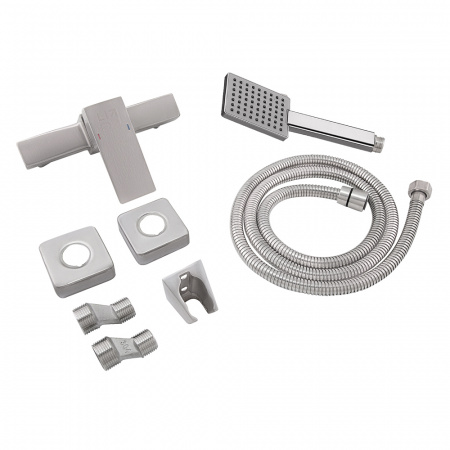 Змішувач для душу Lidz Kubis 010 (з душовим гарнітуром) (k35) LDKUB010NKS28535 Nickel