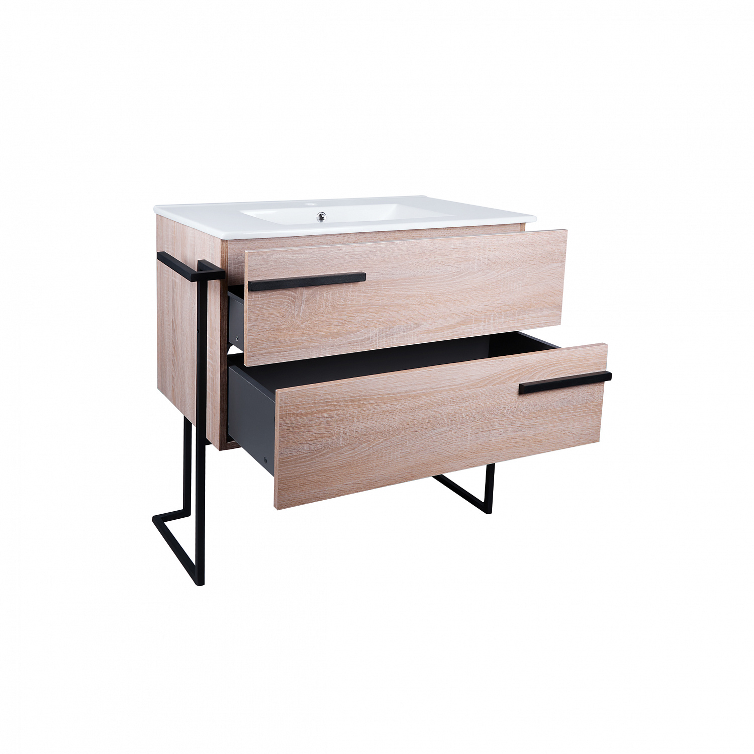Комплект Qtap Taurus 800х800х437 Whitish oak тумба підлогова + раковина урізна QT2471TNT803WO