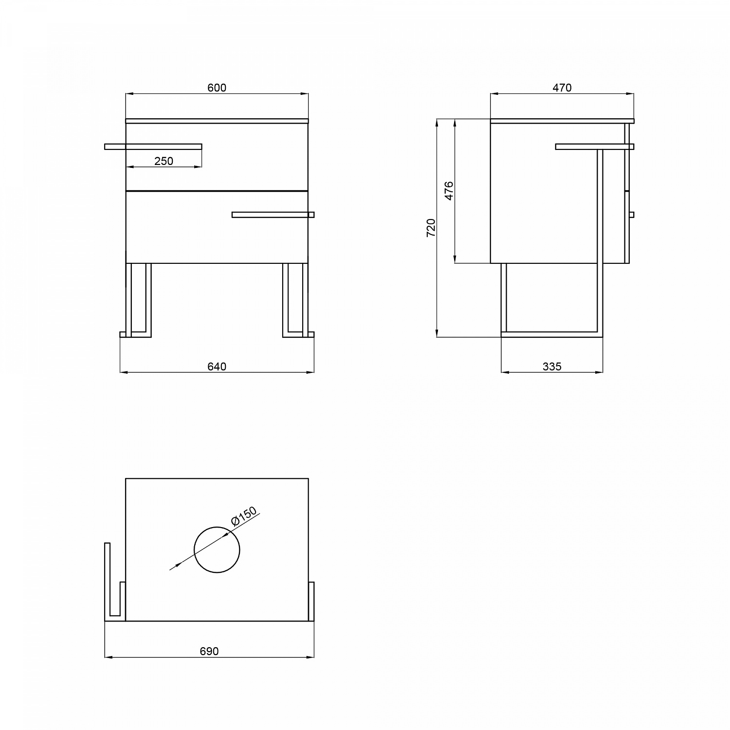Тумба підлогова Qtap Taurus 600х616х437 Whitish oak зі стільницею QT2480TNT603WO