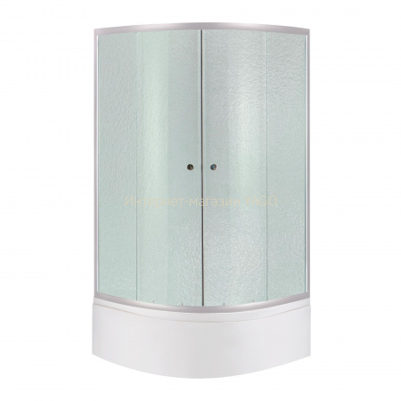 Душова кабіна Latwa SC90x90.SAT.HIGH.FR полукругла, скло Frost 4 мм + Душовий піддон KAPIELKA ST90x90x41, з панеллю Lidz