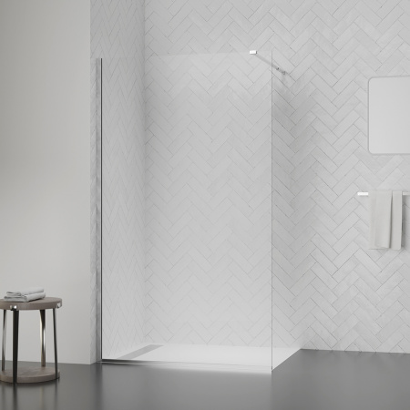 Душова перегородка Qtap Walk-In Standard CRM201.C8 100х200 см, скло Clear 8 мм, покриття CalcLess