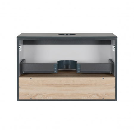 Тумба підвісна Qtap Robin 700х476х437 Graphite/Whitish oak зі стільницею QT1379TPН7002GWO
