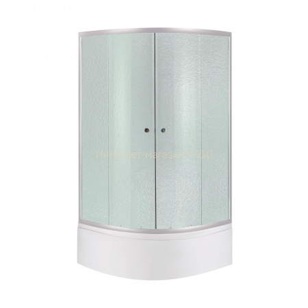 Душова кабіна Latwa SC80x80.SAT.HIGH.FR полукругла, скло Frost 4 мм + Душовий піддон KAPIELKA ST80x80x41, з панеллю Lidz