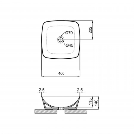 Раковина-чаша Qtap Kolibri 400х400х140 мм White QT10116303W