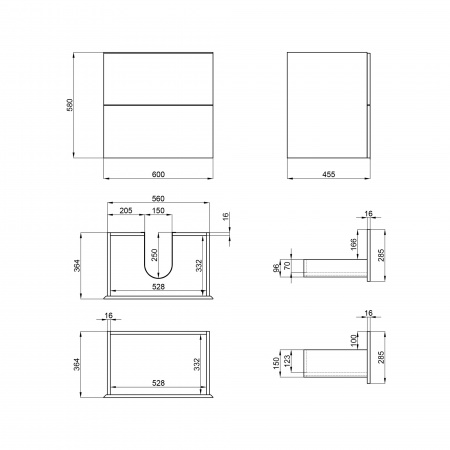 Тумба підвісна Qtap Tern 600х580х437 Matt black QT1774TPL602MB