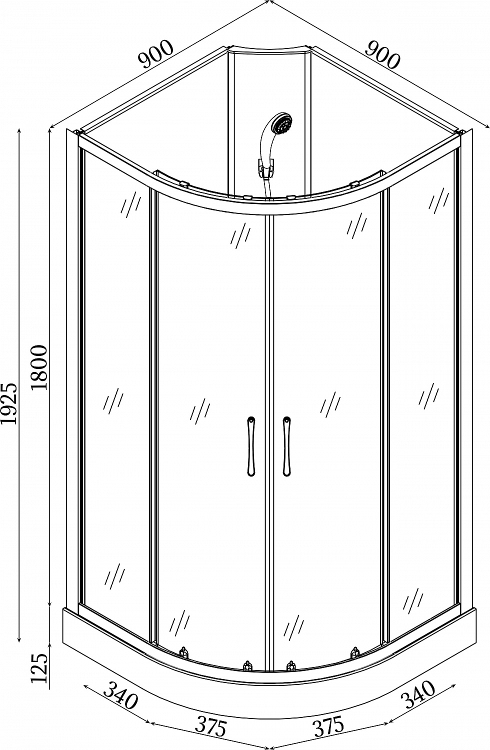 Душовий бокс BRAVO SAN L90B без даху (3уп.)