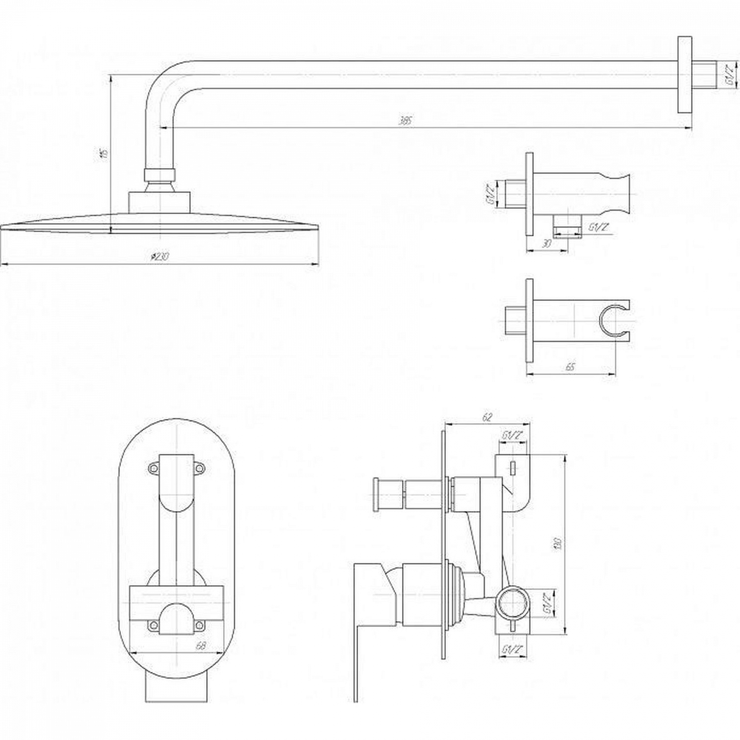 Змішувач для душу вбудований TOPAZ BARTS TBG 07205-G-H36