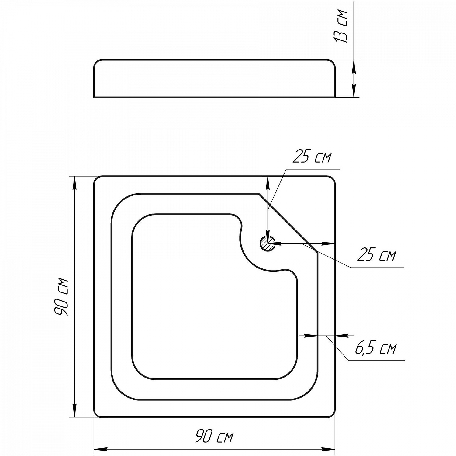 Душовий піддон квадратний BRAVO LUBAWA SL90 (1уп.)