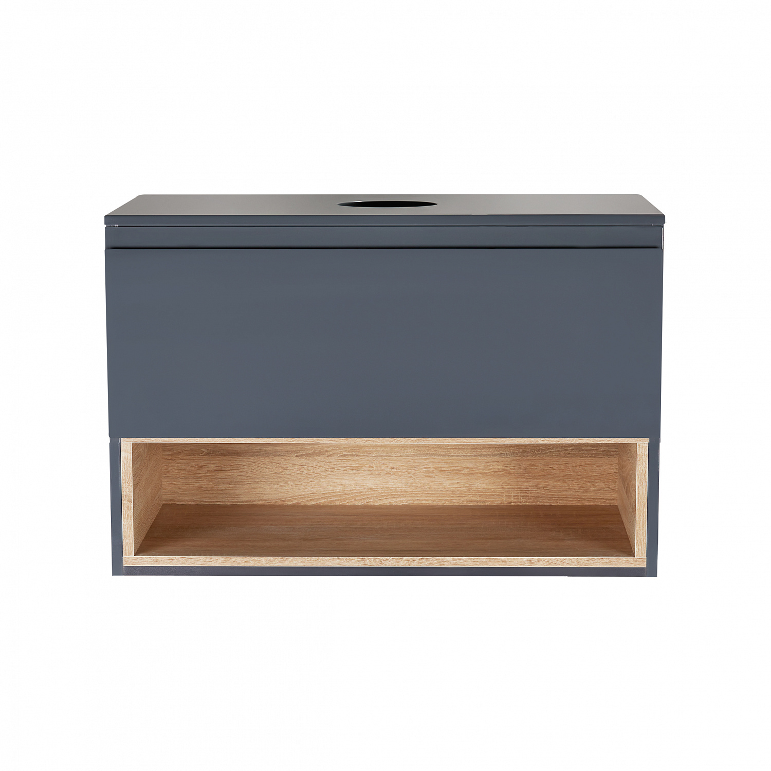 Тумба підвісна Qtap Robin 700х476х437 Graphite/Whitish oak зі стільницею QT1379TPН7002GWO